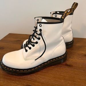 Doc Marten white women’s lace up boots